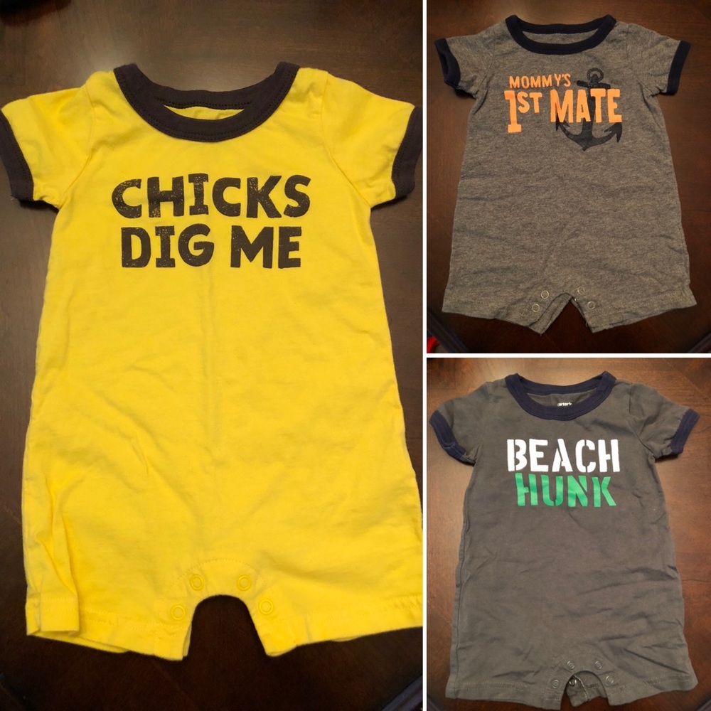 Carters short rompers size 3m